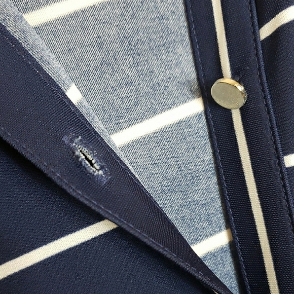 Talbots Navy Blue White Striped Sleeveless Maxi Dress V-neck Button Down Sz XLp - Picture 8 of 14